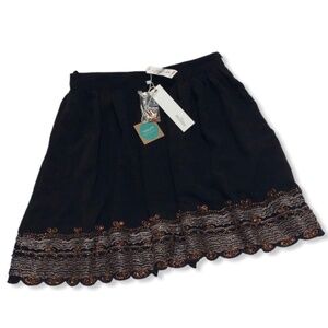 New Millau Beaded Black Skirt Flowy Knee Length Lined Size M MIL30822 Chic Party